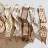 Hochwertiger Seidenschal in Khaki-Nude-Farbserie, Haarband, zusammengebundenes Haar, lange Schleife, Vintage-Haarschmuck aus Satinband