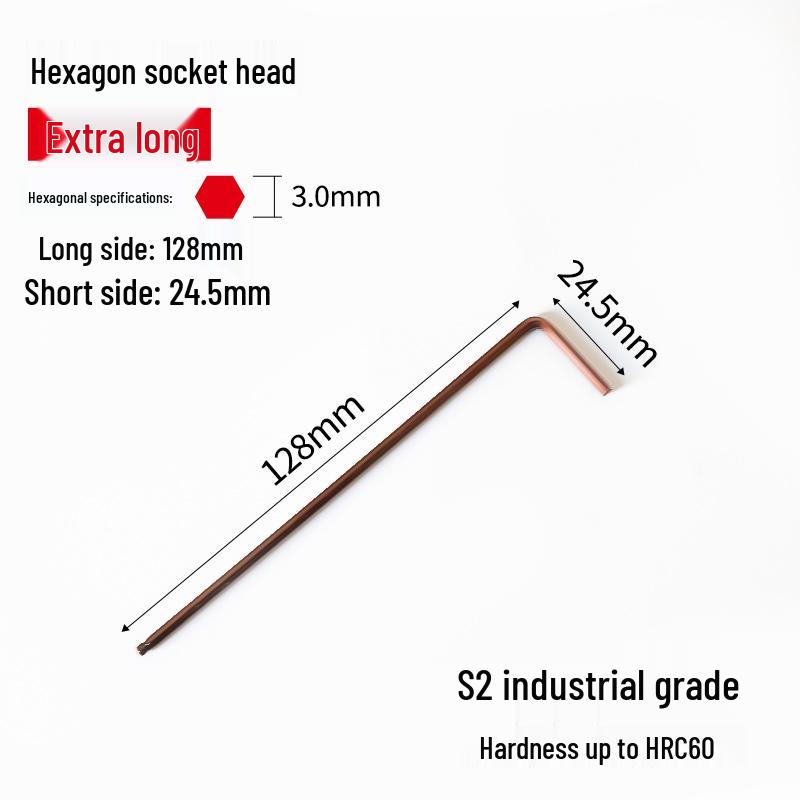 S2 Extended Ball Head Hex Key Wrench, High Strength Hardened 5mm/4mm Hexagonal Tool