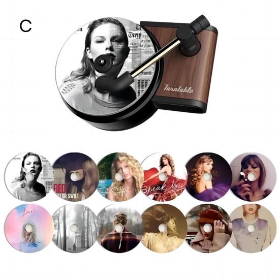 1 Set Car Air Freshener Vintage Record Player Turntable 6/12 Singer Compact Disc Fragrance Tablets Air Vent Mount Auto Aromatherapy Diffuser Ornament