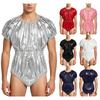 Adaptive Swimwear for Men M-3XL Waterproof Bodysuit Button Crotch Short Sleeve Elastic Waistband Leakproof Jumpsuit for Special Needs