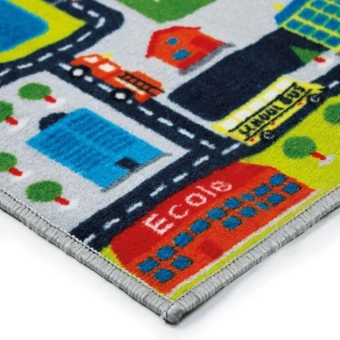 CIRCUIT- Tapis de jeux Chambre enfant - Tapis circuit de voiture 75 x 133 cm - Polyamide - Multicolore