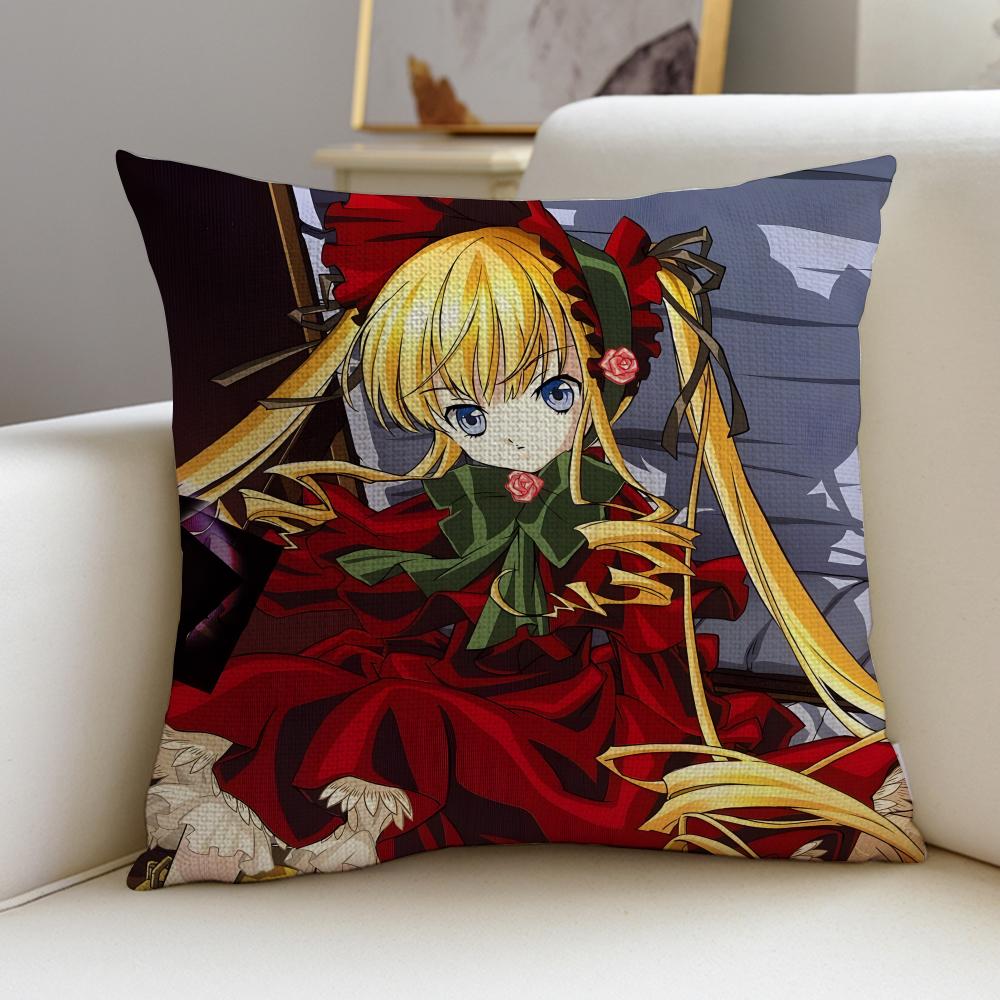 Anime RRozen MaidenS Cushion Cover Breathable and Skinfriendly Linen Pillowcase Square Removable and Washable Cushion
