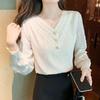 NaVaVa Women LoVely Pearl Lace V Neck Long sleeVe Blouse Nb3004