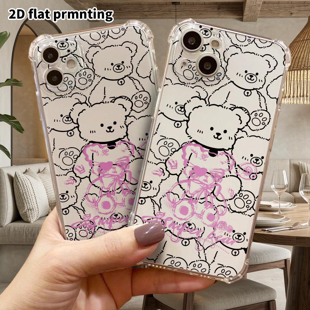 Phone Case: 2D flat suitable for iPhone 18 17 16 15 14 13 Pro, transparent corners protective case, sweet cool graffiti, Christmas and Halloween gifts