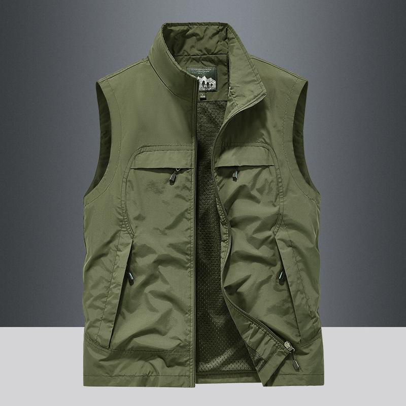 Autumn Vest Men's Thin Plus Size Loose Vest Jacket Spring and Autumn Outdoor Mountaineering Tank Top Coat