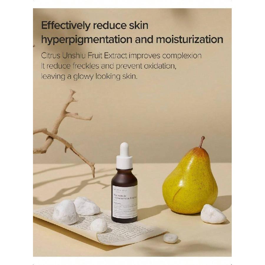 Mary&May Niacinamide + Chaenomeles Sinensis Face Serum 30ml - Korean Vitamin B3 Face Serum For Clear,Sebum Control And Acne Soothing- Quick