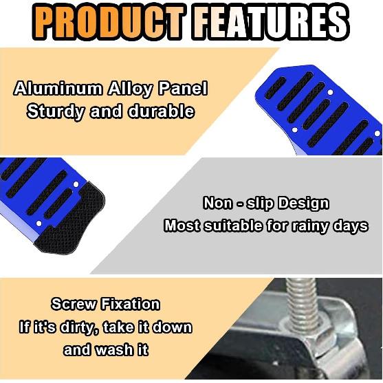 2PCS Non-Slip Car Pedal Covers, Automatic Transmission Gas Pedal Brake Pedal Cover, Aluminum Alloy Pedal Pads For Safe Driving, Car Replacement