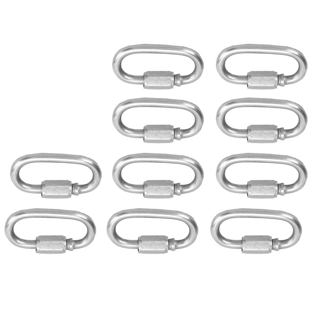 10 Stück M5 Schnellglied Edelstahl Schwerlast Kettenglied Schraubverschluss D-Form Verriegelungskarabiner