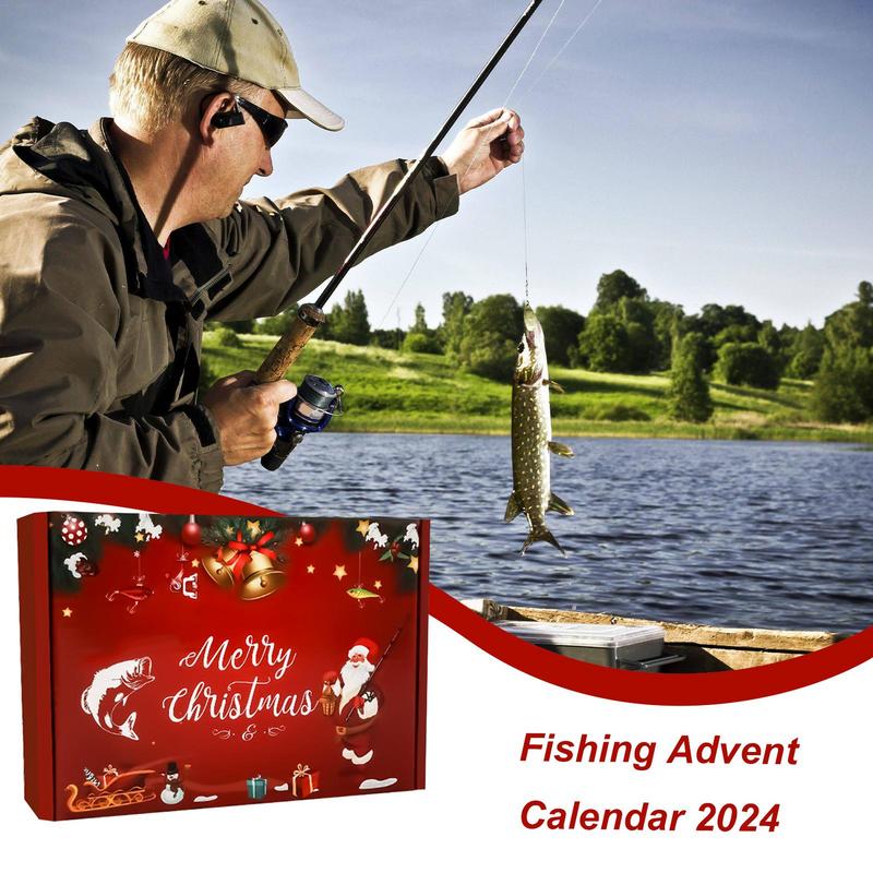 2025 Fishing Lure Advent Calendar Fish Bait Christmas Countdown Calendar Practical 24 Days Fishing Lures Set Festive Fish Bait