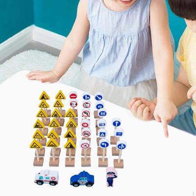 Educational Street Signs Wood Toy Teaching Early Education Learning for Babies