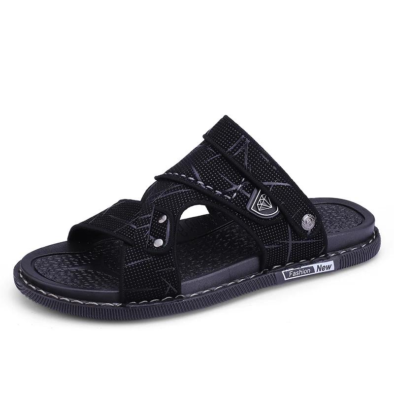 Модные мужские сандалии Модные летние новые шлепанцы Кожаные повседневные сандалии — фото 9
