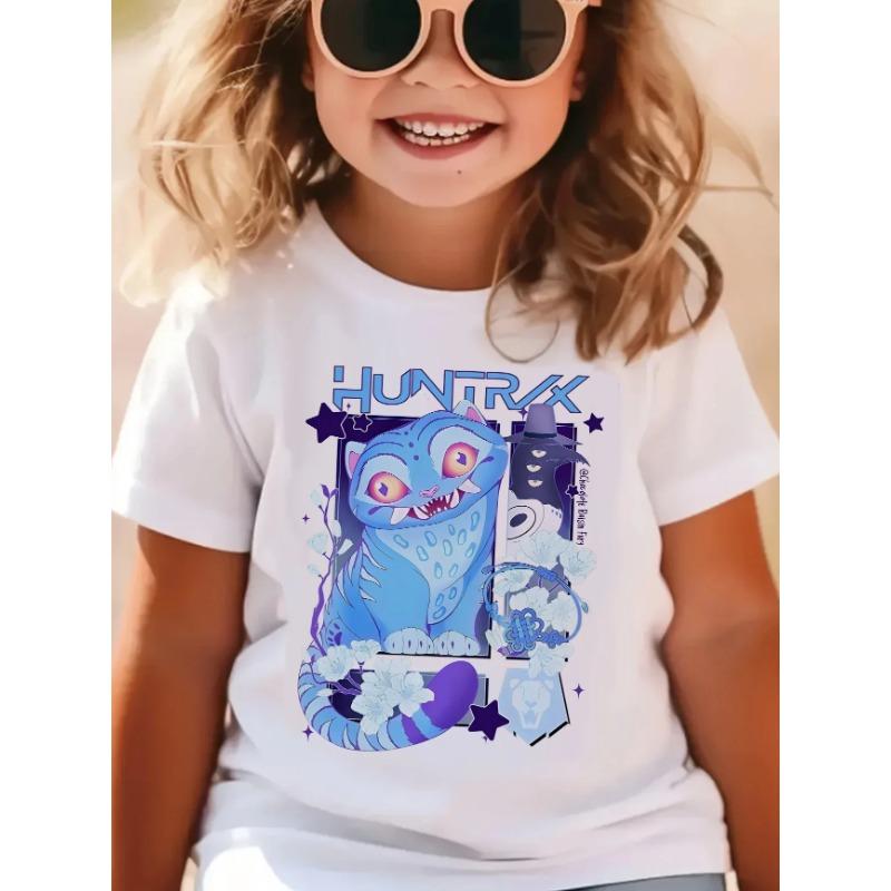 Huntrix Kpop Demon Hunters T-Shirt for Boys Girls Cotton Fans Gift Summer Crew Neck Short Sleeve Tees Fashion Kids T-shirt