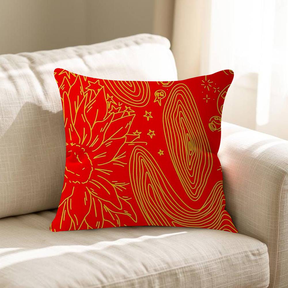 Lebhaftes Orange Kritzeleien Kissenbezug Toon Geschenk Kissenbezug Schlafzimmer Zuhause Sofa Stuhl Sitz Dekor Kissenhülle