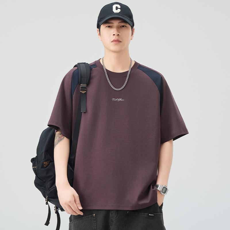 Nejnovější letní pánské tričko s krátkým rukávem Volný střih Japonský klasický styl Tričko Kulatý výstřih Volný čas