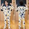 Boys' Long Sleeve Pajama Cardigan Set for Spring and Autumn