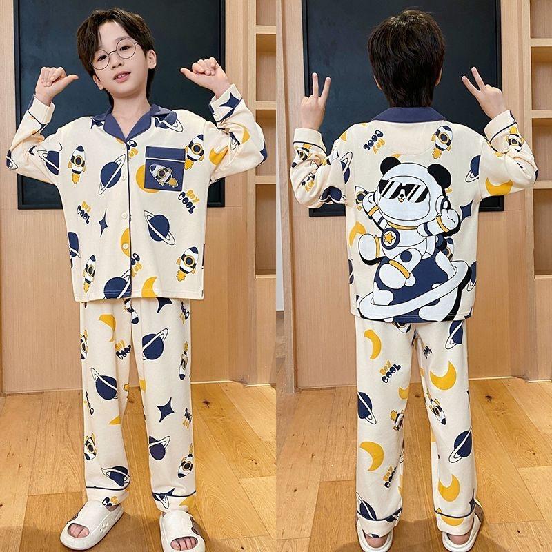 Spring 2026 Cartoon Boys' Long Sleeve Pajama Set for Teens and Kids