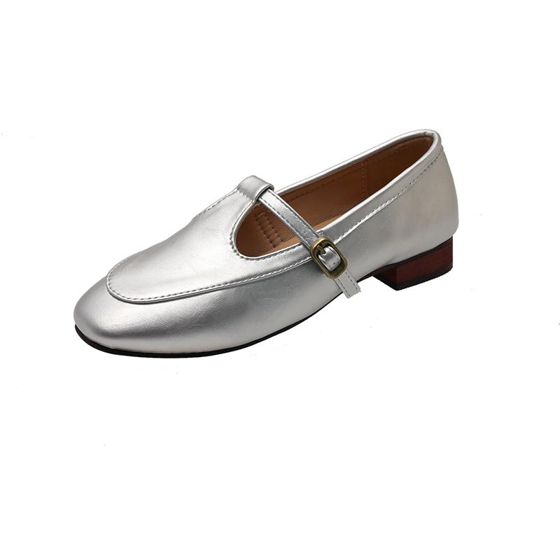 Women's Square Toe Low Heel Single Shoes Autumn Shallow Mouth One Strap Waterproof Non-Slip Low Top Shoes