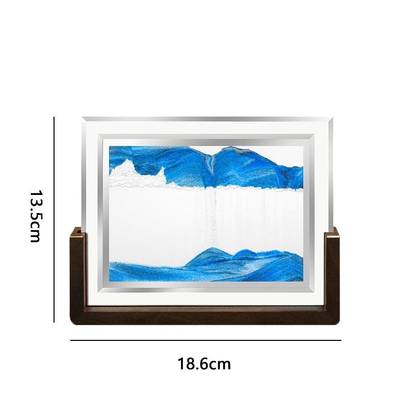 Walnut Wood Frame Sandscape Moving Sand Art Picture 3D Hourglass Quicksand Square Flowing Sand Painting Office Home Decor Gifts