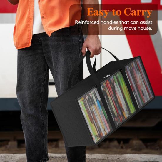 Book Storage Bag with Handle Zipper Closure Large Capacity Transparent Clear Window Book Organizer Tote Bag