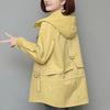 Windjacke für Mütter Damen Frühling und Herbst Mittleren Alters Mutter Lockerer und dünner Mantel Koreanisches Futter Trenchcoat mit Kapuze