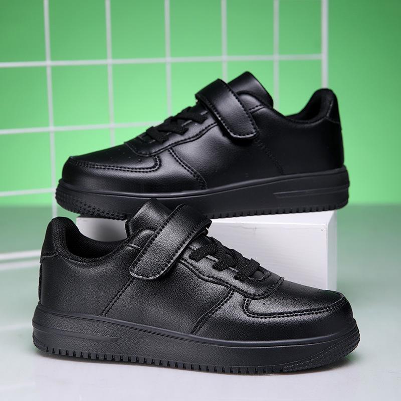 Children's Breathable White Waterproof Velcro Leather Sports Shoes for Boys & Girls