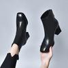 Fashion Ankle Boots for Women Zip Plain Moccasin Chunky Heel Woman Short Shoes Goth Hot On Offer Fashion 2025 Pu Large Size Warm Booties