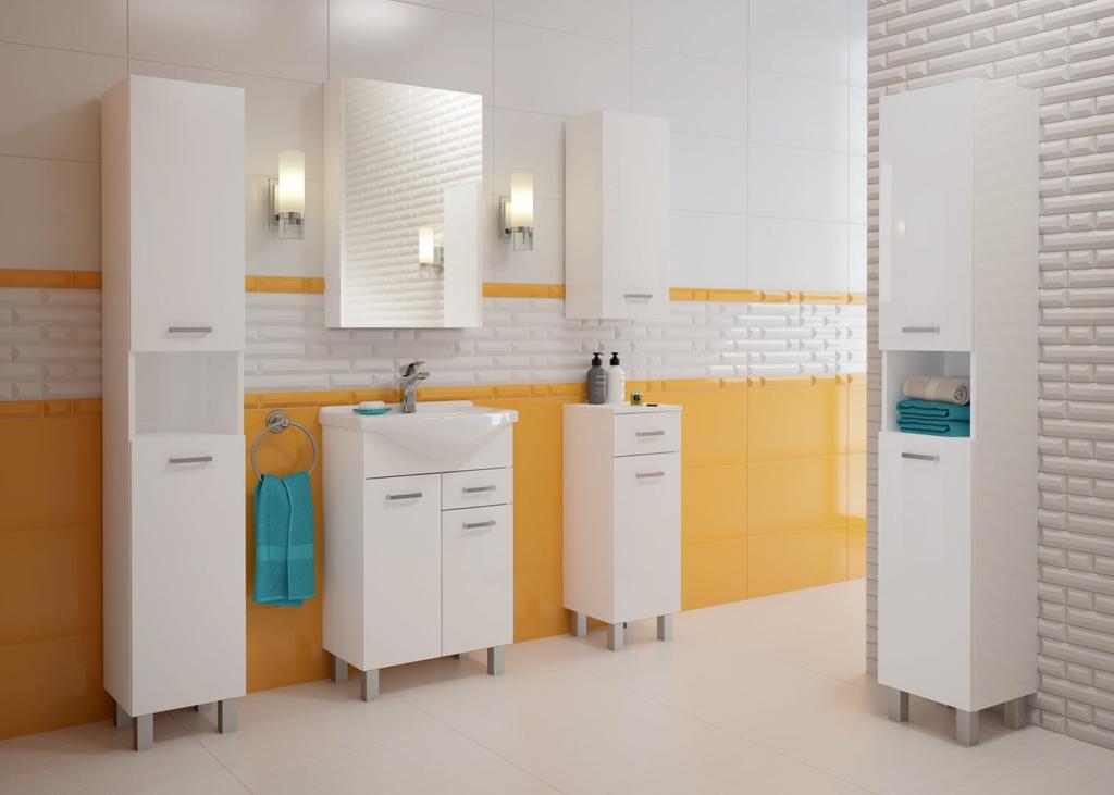 Mea White Gloss Wall-hung Bathroom Cabinet 71x30 Cm