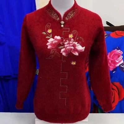 Elegante e caldo maglione in cashmere visone sintetico ricamato per donna