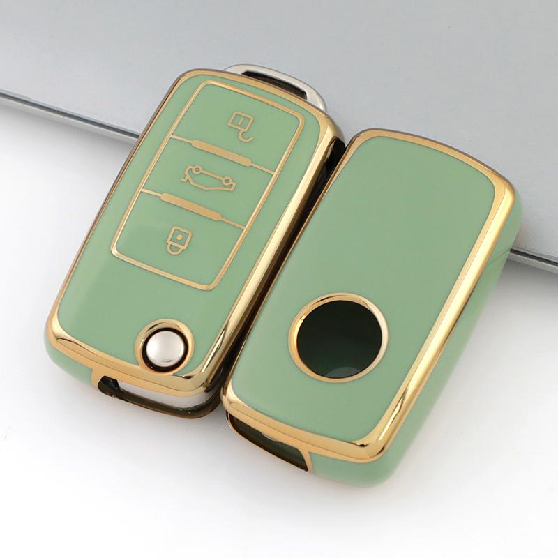 TPU Shell Fob Car Key Case Cover For Volkswagen VW Tiguan Beetle Caddy T5 Up Eos Skoda Octavia Seat Leon Altea Polo Golf Passat