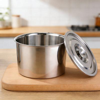 Oil Tank with Leak-Proof Lid Stainless Steel Container Large Diameter Frying Oil Butter Melting Sauce Preparation Cooking Oil Holder