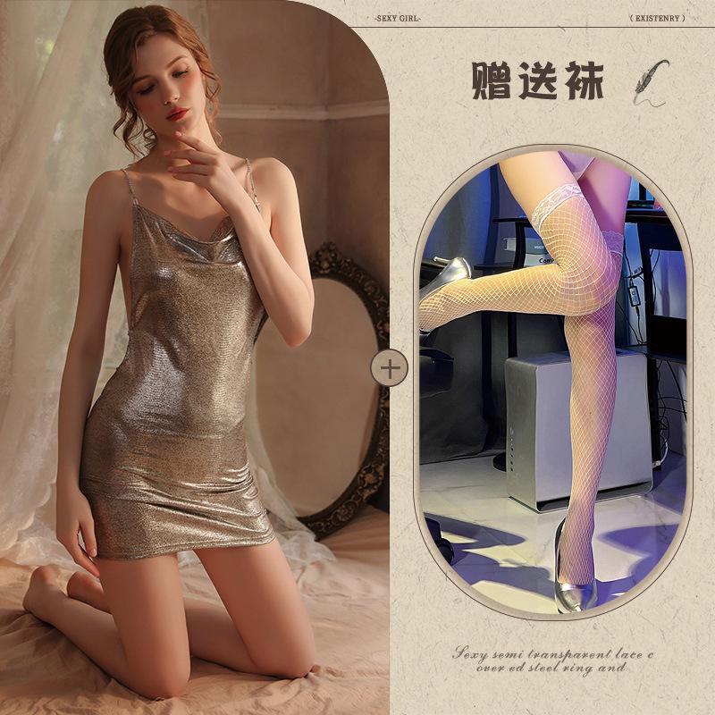 Sex underwear women's sexy uniform suit pure desire passion temptation nightclub large size teasing pajamas short skirt suspenders