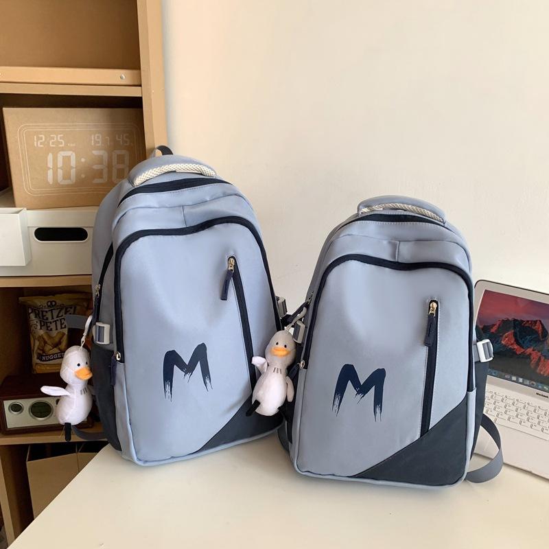 Schoolbag Anti-splashing schoolbag Student high-value backpack Couple Japanese simple fashion versatile large-capacity nylon backpack