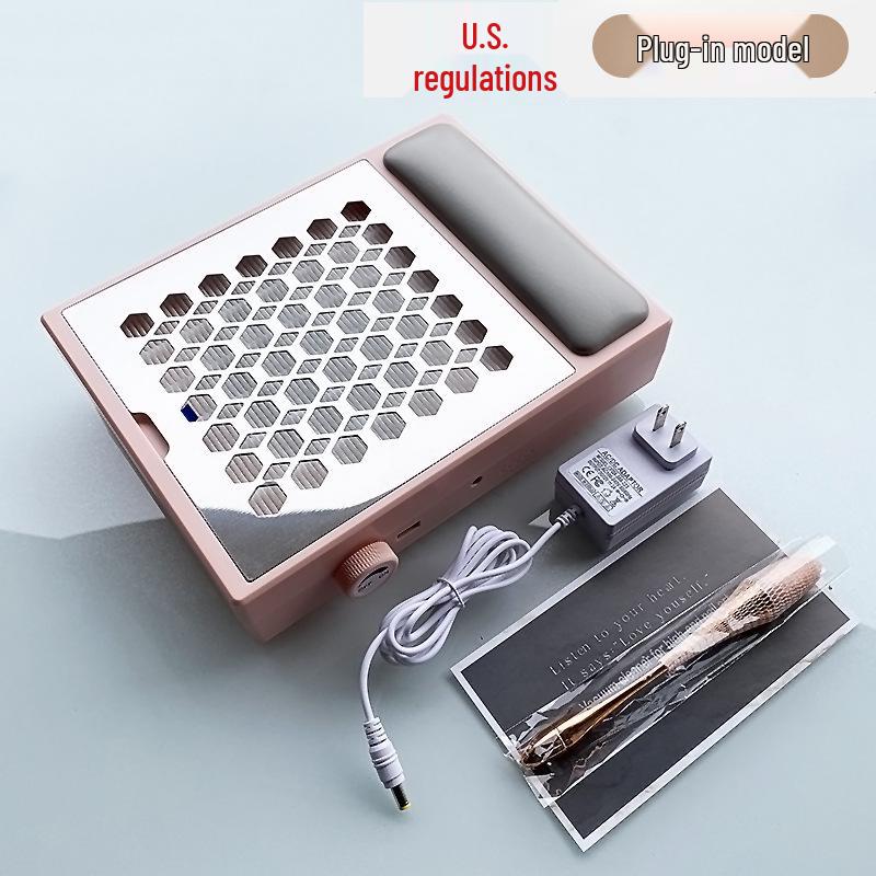 Rechargeable Brushless Nail Dust Collector with Adjustable Speed and High Suction Power, Includes Hand Rest.