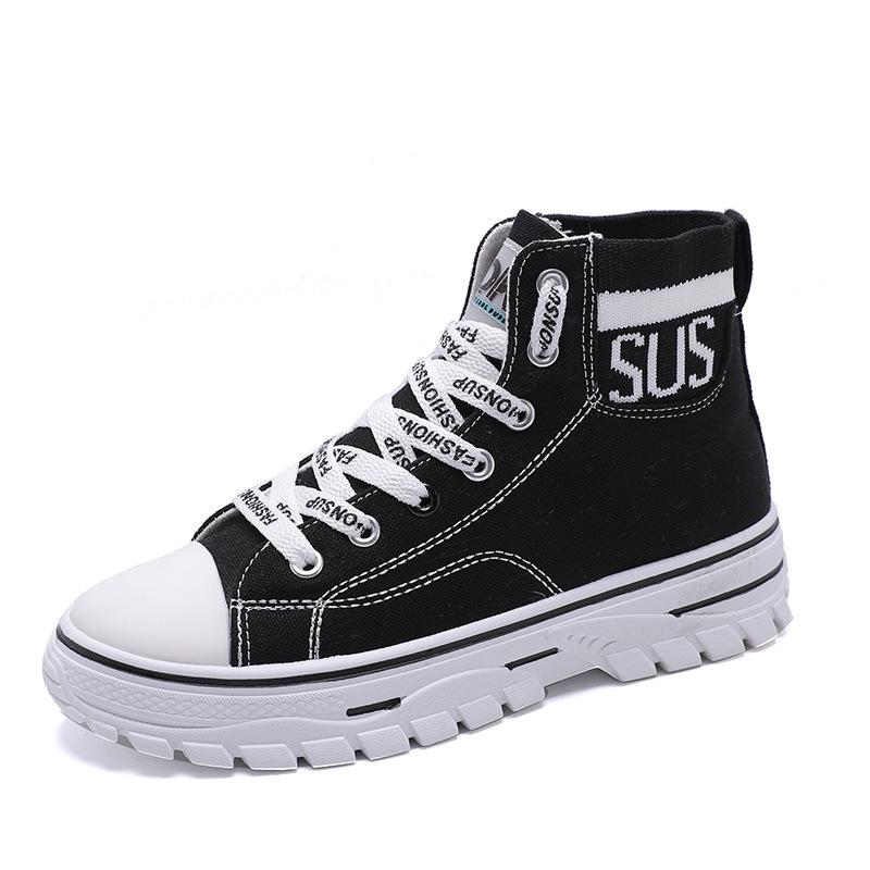 Ins High-Top Canvas Schuhe Frühling Neue Studenten Board Schuhe Plateau Muffin Freizeitschuhe