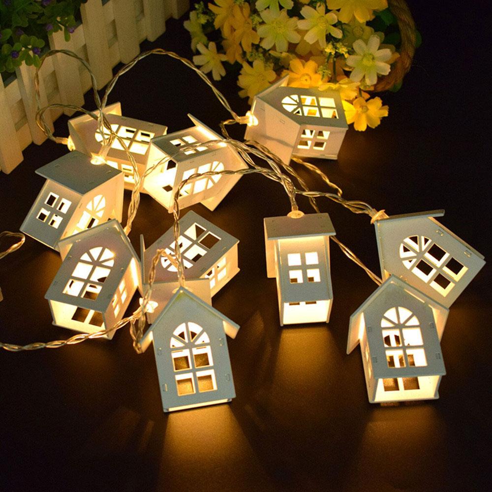 2M Wood House LED String Light Fairy Garland USB/Battery Operated Festoon for Xmas Wedding Party Bedroom Table Decoration Lamps