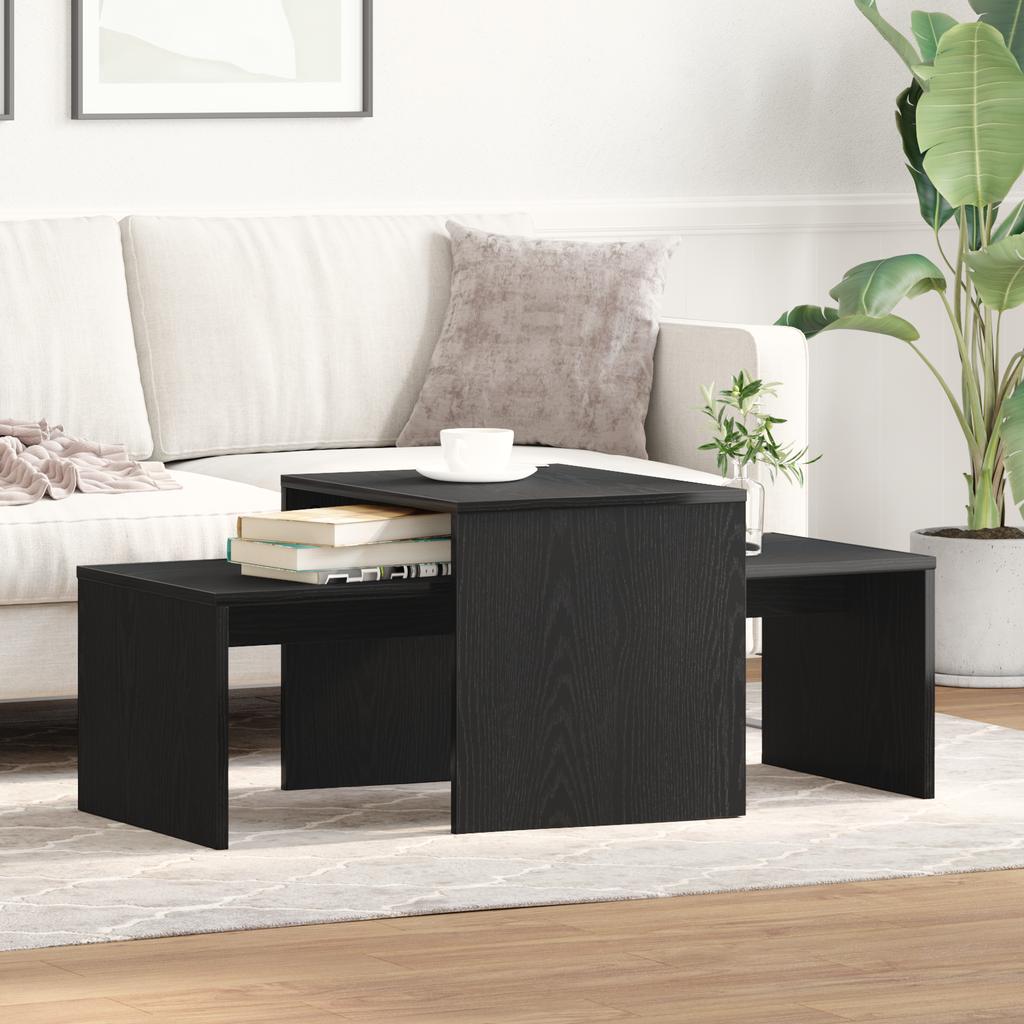 Nesting Tables Black Oak Effect 100 X 48 X 40 Cm Engineered Wood