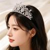 Korean Style Rhinestone Bridal Headdress: High-End Round Crown for Weddings & Performances