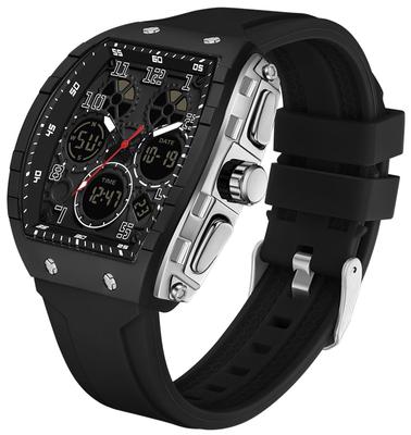 Findtime Herren Digital/Analog Dualzeit Alarm/Stoppuhr Wasserdichte Sportuhr zum Laufen mit Leuchtender LED-Anzeige und Tag/Datumsanzeige