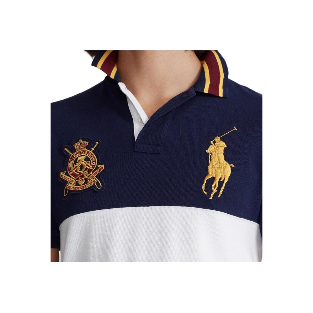 Polo Ralph Lauren SS24 Color Block Logo Big Pony Rövid Ujjú Póló Férfi felsők Sötétkék 710814766-001