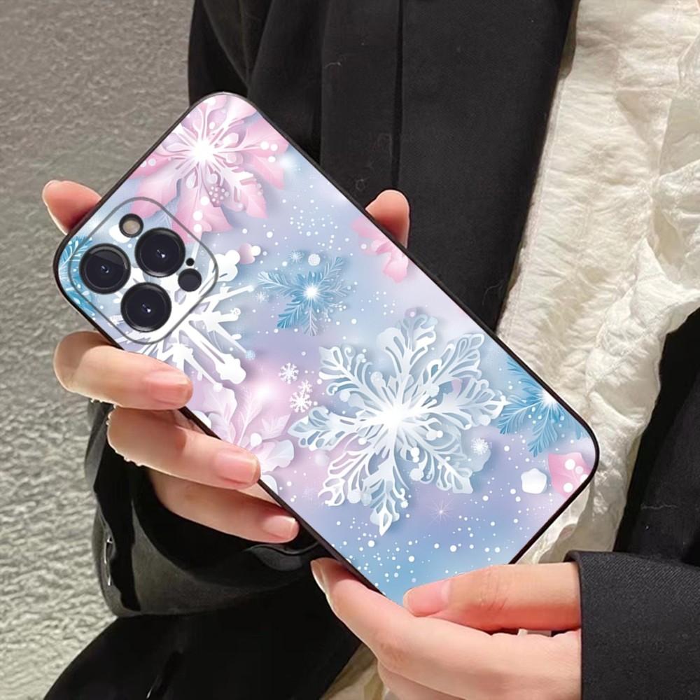 Christmas Snowflakes Phone Case For IPhone 16 15 14 11 12 13 Mini Pro XS Max Cover 6 7 8 Plus X Funda Shell