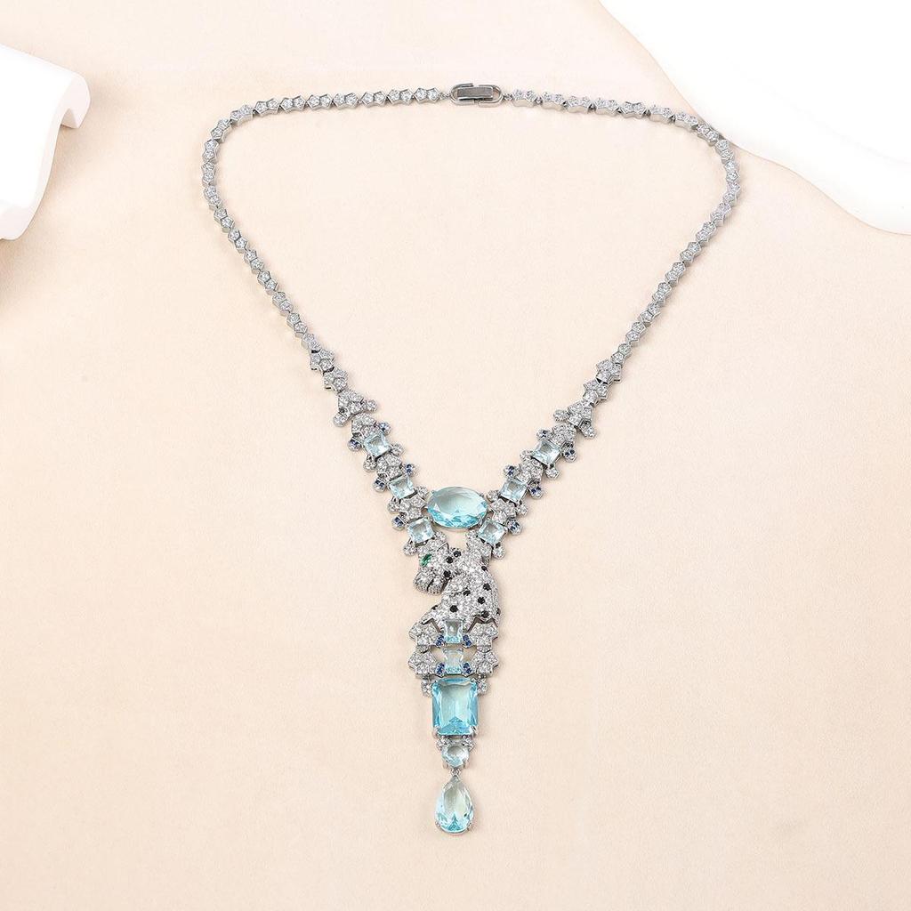 High-End European & American Retro Leopard Zircon Necklace: Trendy Daily Wear Jewelry