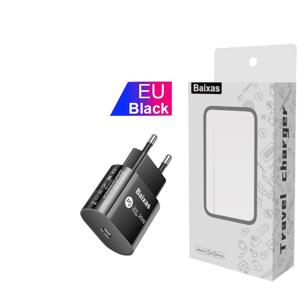 20W PD Fast Charger with EU/US/UK Plug - Single Port