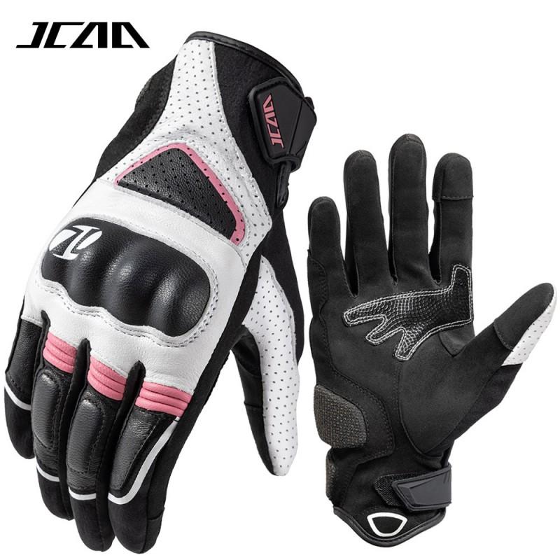 Full Finger Motorcycle Gloves Men Women - Sheepskin Leather Anti-Slip Shock Absorbing Breathable Outdoor Riding