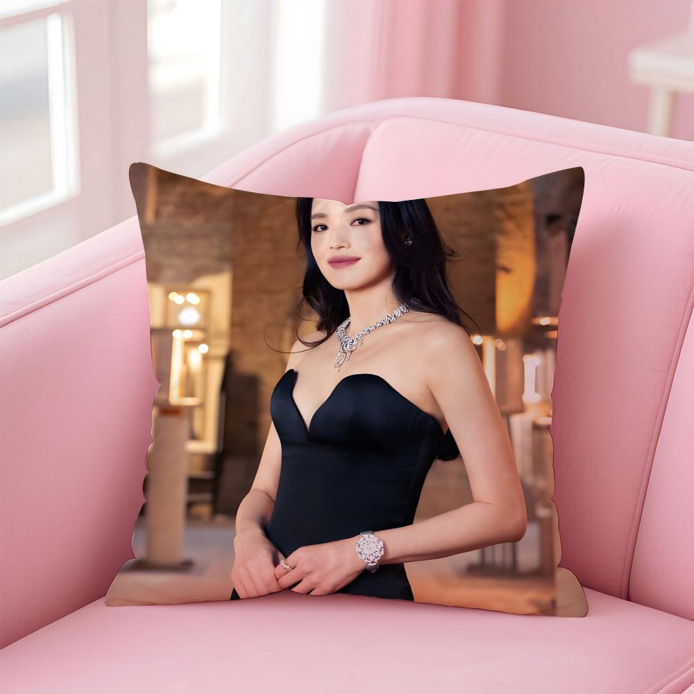 Chinese Star Fashion Elegant SShu Qi Cushion Cover Pillow Case Soft Friendly Fabric Concealed Zipper