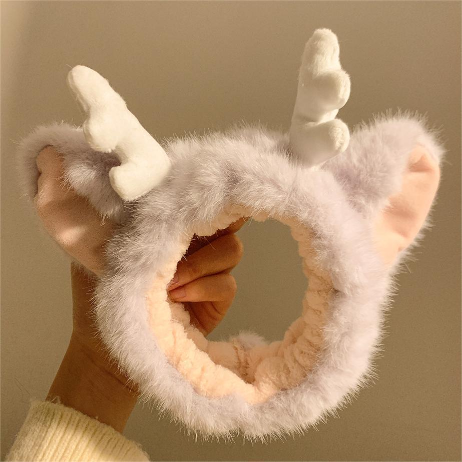 

Очаровательная мультяшная плюшевая повязка на голову для умывания в виде рогов дракона для женщин - издание 2024 года