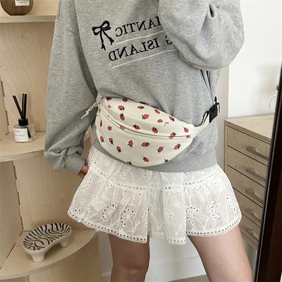 Streifen Brusttasche Damen 2025 Mode Erdbeerprint Kleine Umhängetasche Klein Frisch Lässig Vielseitig Umhängetasche