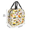 Cartoon Truck Car Tractor Excavator Pattern Insulated Lunch Bag for Women Children Leakproof Food Boxes Thermal Lunch Box Tote
