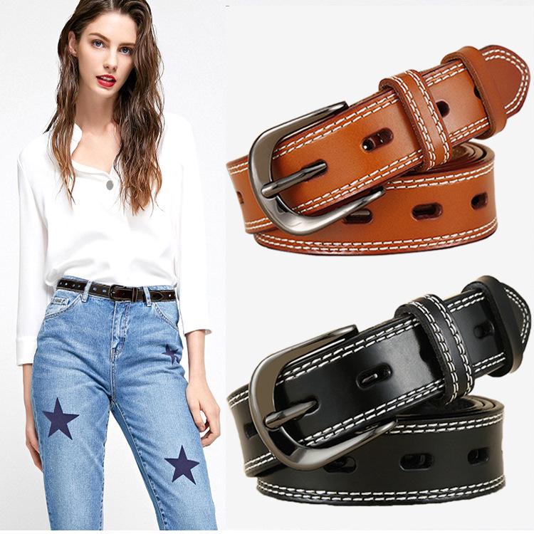 Korean Style Women's Genuine Leather Pin Buckle Belt - Versatile Casual Belt for Jeans and Skirts