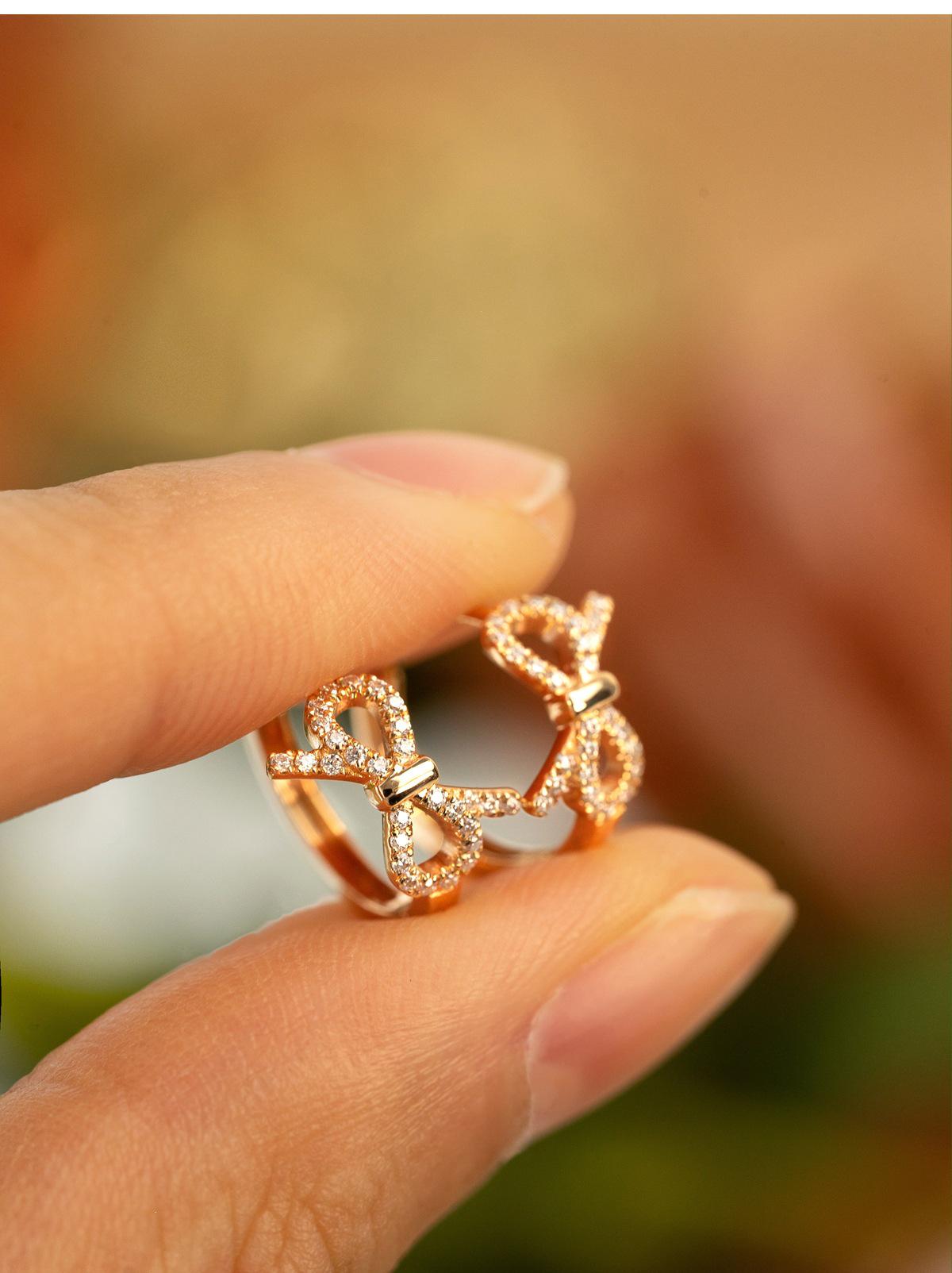 18K Gold-Plated S925 Sterling Silver Bow Knot Zircon Stud Earrings – Light Luxury Accessories Platinum Pair