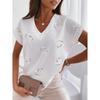 Dámská tričková halenka Basic Heart Print Dolman Rukáv Krátký rukáv Běžné Topy Výstřih do V Ležérní Bílá Růžová Modrá